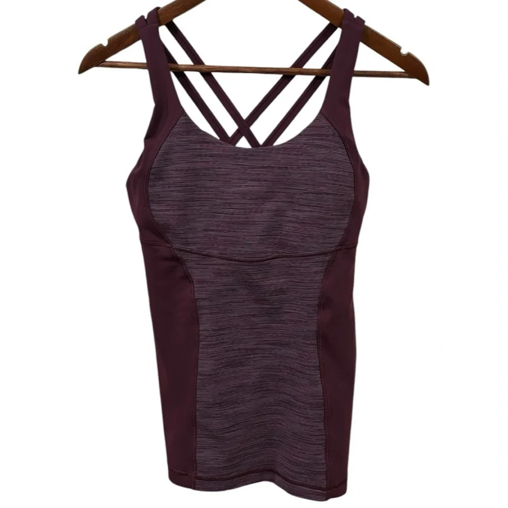 Lululemon Energy Tank Top Built-In Bra Burgundy Color Size 8